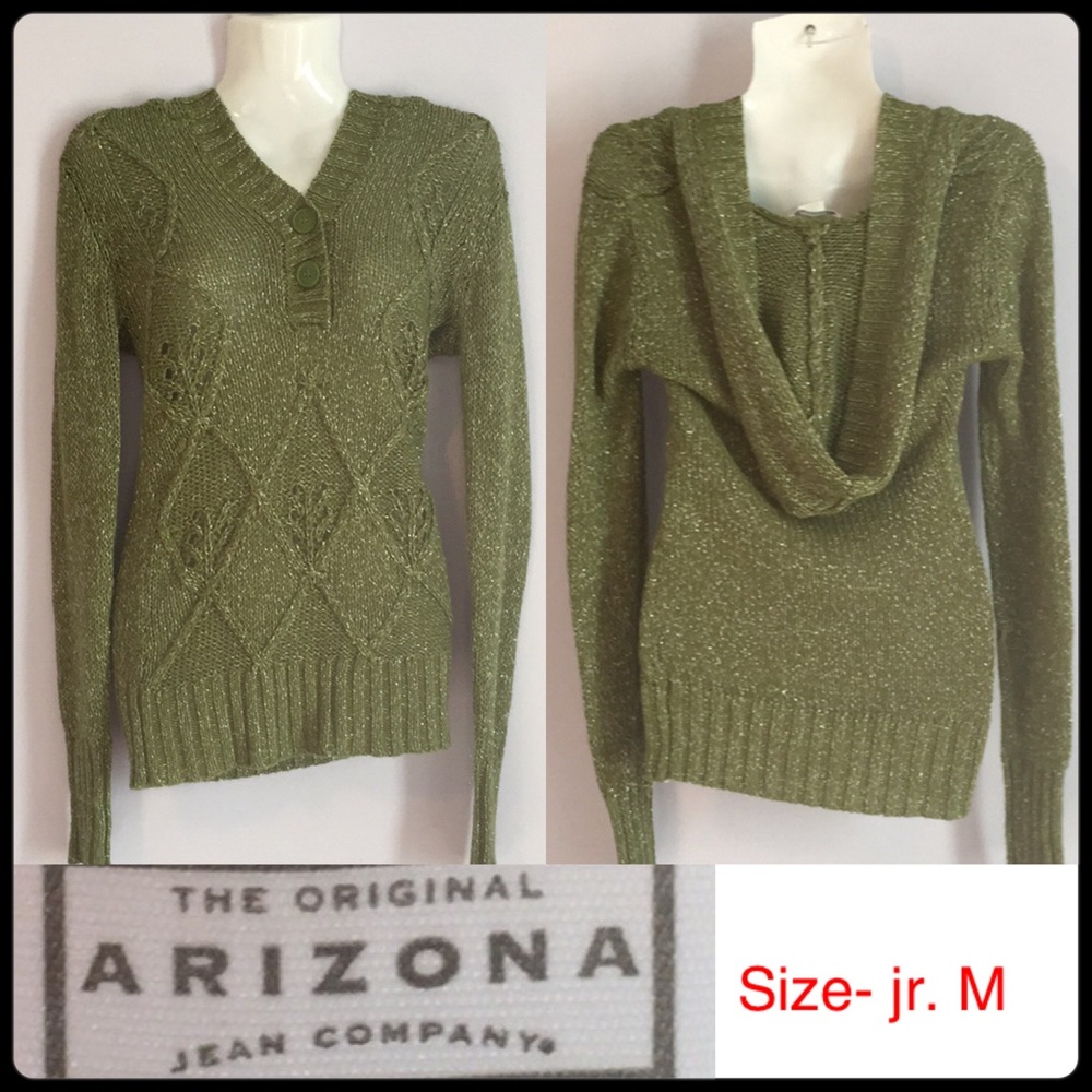 Arizona jean company green hooded sweater Sz M